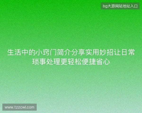 生活中的小窍门简介分享实用妙招让日常琐事处理更轻松便捷省心 生活中的小窍门简介分享实用妙招让日常琐事处理更轻松便捷省心